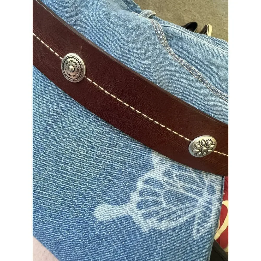 Fossil brown leather belt‎ silver hardware and detail size M